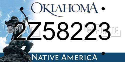2Z58223 Oklahoma License Plate