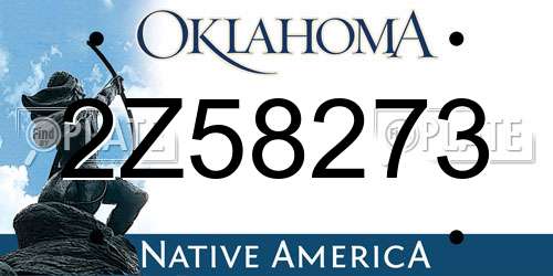 2Z58273 Oklahoma License Plate