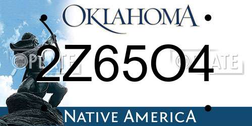 2Z65O4 Oklahoma License Plate