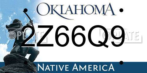 2Z66Q9 Oklahoma License Plate