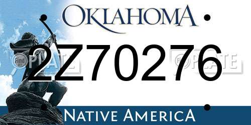 2Z70276 Oklahoma License Plate