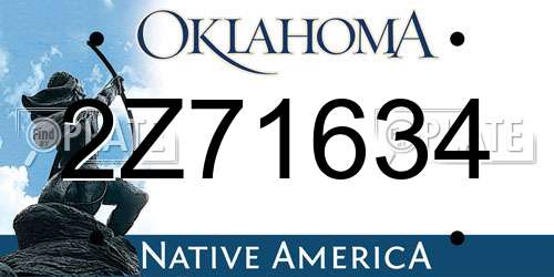 2Z71634 Oklahoma License Plate