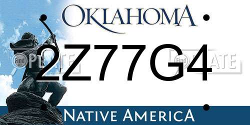 2Z77G4 Oklahoma License Plate