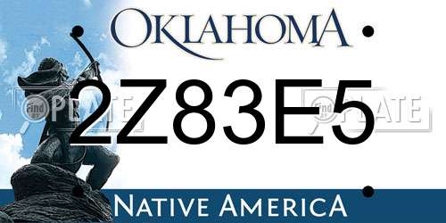 2Z83E5 Oklahoma License Plate