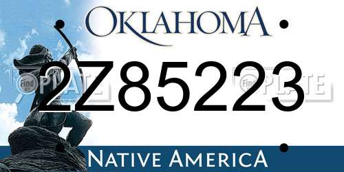 2Z85223 Oklahoma License Plate