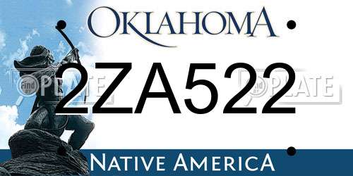 2ZA522 Oklahoma License Plate