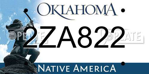 2ZA822 Oklahoma License Plate