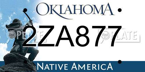 2ZA877 Oklahoma License Plate