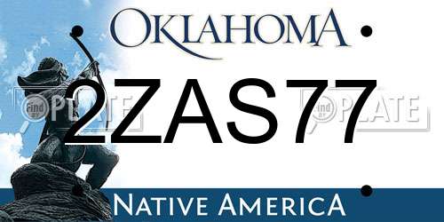 2ZAS77 Oklahoma License Plate