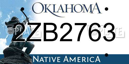2ZB2763 Oklahoma License Plate
