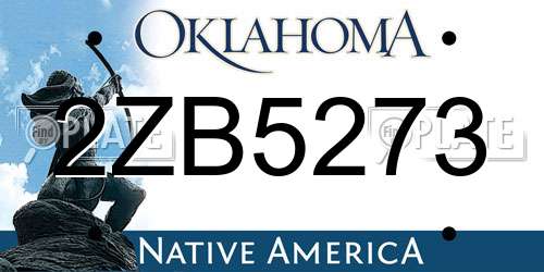 2ZB5273 Oklahoma License Plate