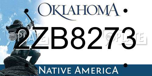 2ZB8273 Oklahoma License Plate