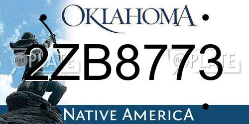 2ZB8773 Oklahoma License Plate