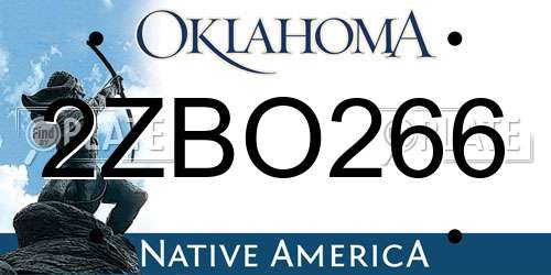 2ZBO266 Oklahoma License Plate