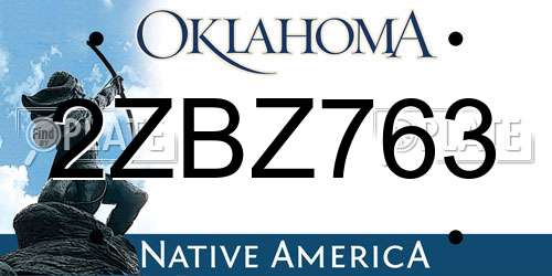 2ZBZ763 Oklahoma License Plate
