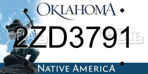 2ZD3791 Oklahoma License Plate