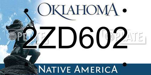 2ZD602 Oklahoma License Plate