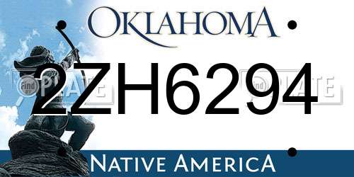 2ZH6294 Oklahoma License Plate
