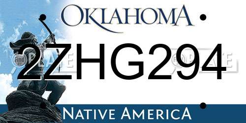 2ZHG294 Oklahoma License Plate