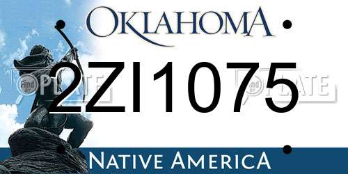 2ZI1075 Oklahoma License Plate