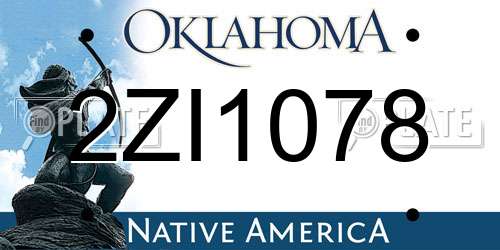 2ZI1078 Oklahoma License Plate