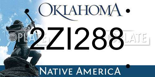 2ZI288 Oklahoma License Plate