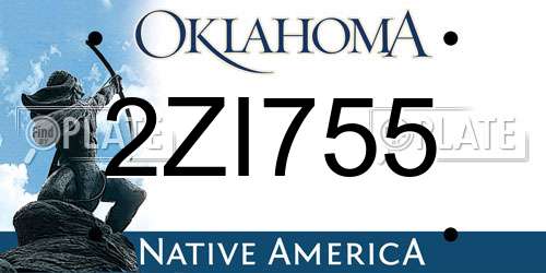 2ZI755 Oklahoma License Plate