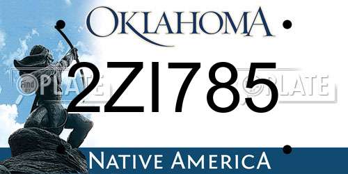 2ZI785 Oklahoma License Plate