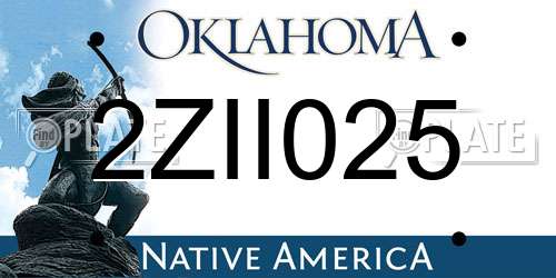2ZII025 Oklahoma License Plate