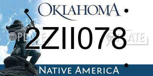 2ZII078 Oklahoma License Plate