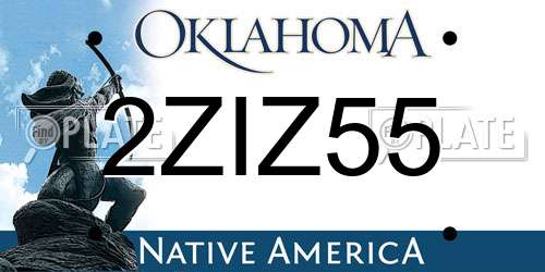 2ZIZ55 Oklahoma License Plate