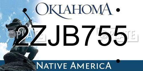 2ZJB755 Oklahoma License Plate