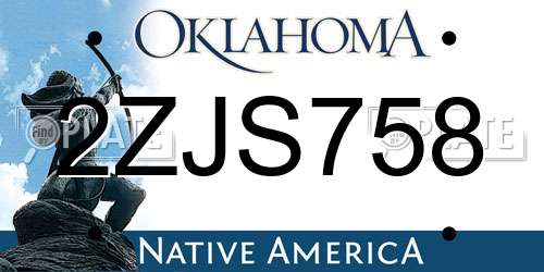 2ZJS758 Oklahoma License Plate