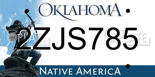 2ZJS785 Oklahoma License Plate