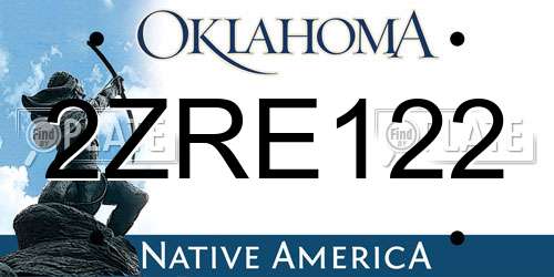 2ZRE122 Oklahoma License Plate