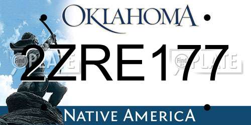 2ZRE177 Oklahoma License Plate