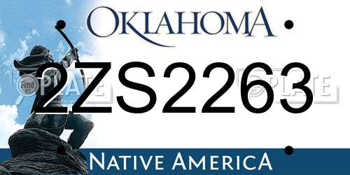 2ZS2263 Oklahoma License Plate