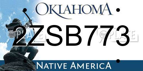 2ZSB773 Oklahoma License Plate