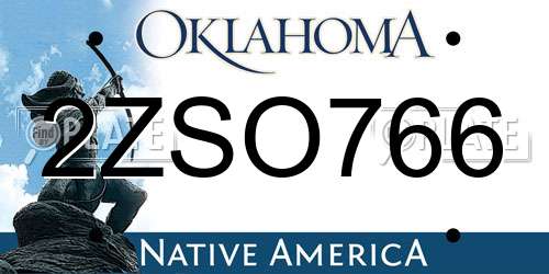 2ZSO766 Oklahoma License Plate