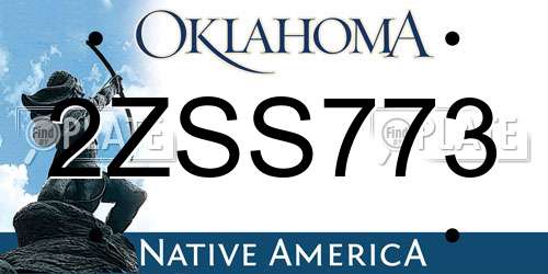 2ZSS773 Oklahoma License Plate