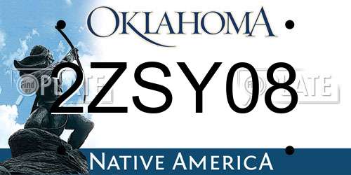 2ZSY08 Oklahoma License Plate