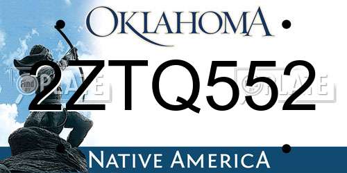 2ZTQ552 Oklahoma License Plate