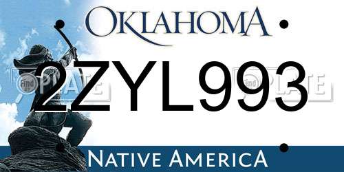 2ZYL993 Oklahoma License Plate