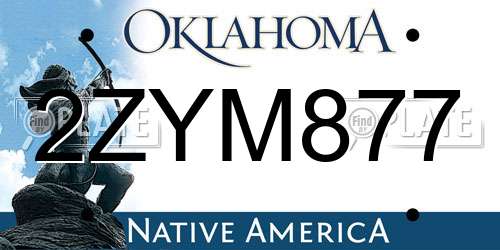 2ZYM877 Oklahoma License Plate