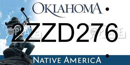 2ZZD276 Oklahoma License Plate
