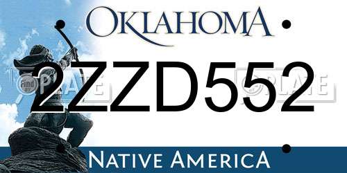 2ZZD552 Oklahoma License Plate