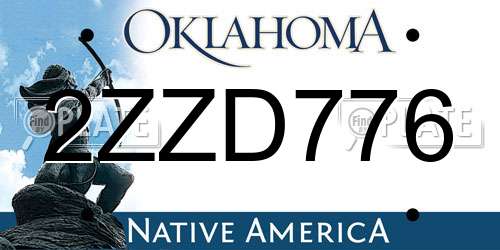 2ZZD776 Oklahoma License Plate