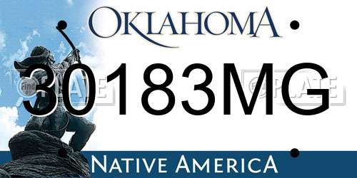 30183MG Oklahoma License Plate