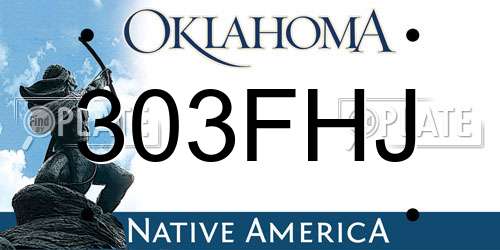 303FHJ Oklahoma License Plate