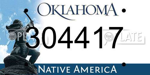 304417 Oklahoma License Plate